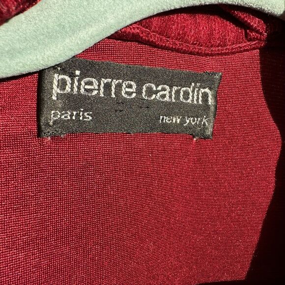 Men's Vtg Pierre Cardin Maroon Robe One Size Polyester Made USA 70s 80s Belted - Picture 2 of 10